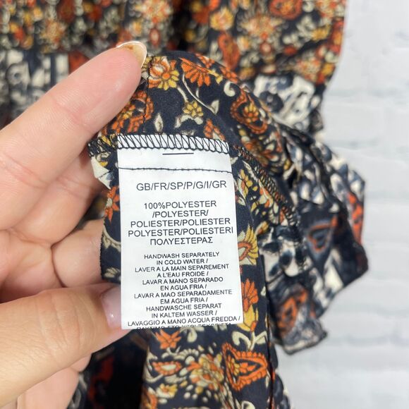 Coline Dress Women L/XL Brown Below Knee Floral Patchwork Bohemian Prairie Beach - Picture 5 of 15